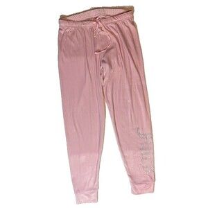 Juicy Couture Jogger Pants S Pink Velour Cozycore Sleepwear Logo Bottom Leg